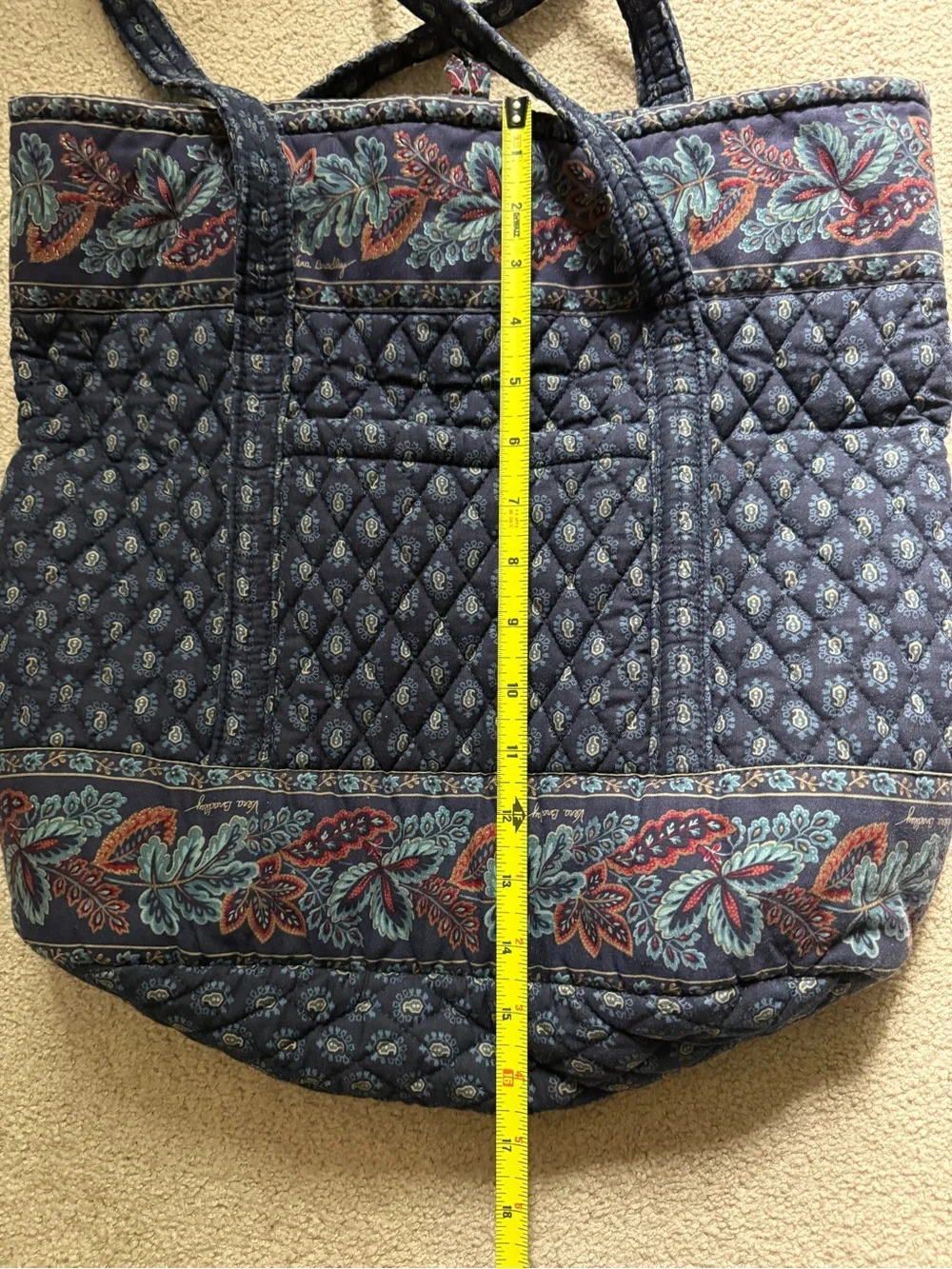 Vintage 1998 Vera Bradley “Classic Navy” Autumn Leaves and Paisley Quilted Tote